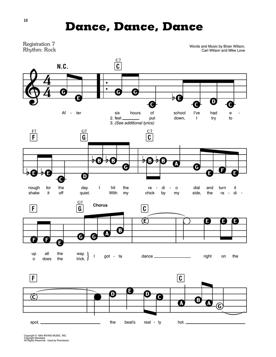 Dance, Dance, Dance Electronic Keyboard scores gallery preview page 1