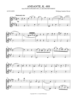 Andante (from Piano Concerto No. 23, K. 488)