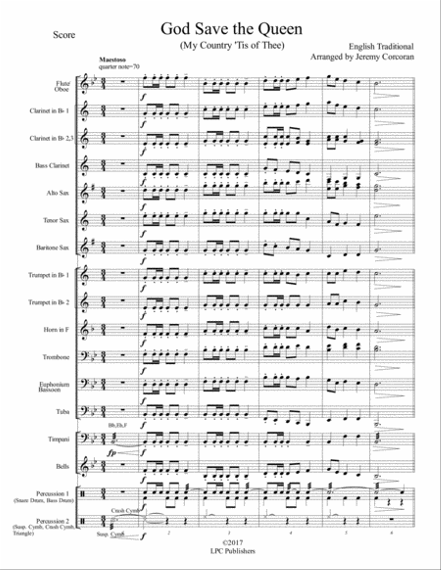 God Save the Queen (My Country Tis of Thee) Concert Band scores gallery preview page 3