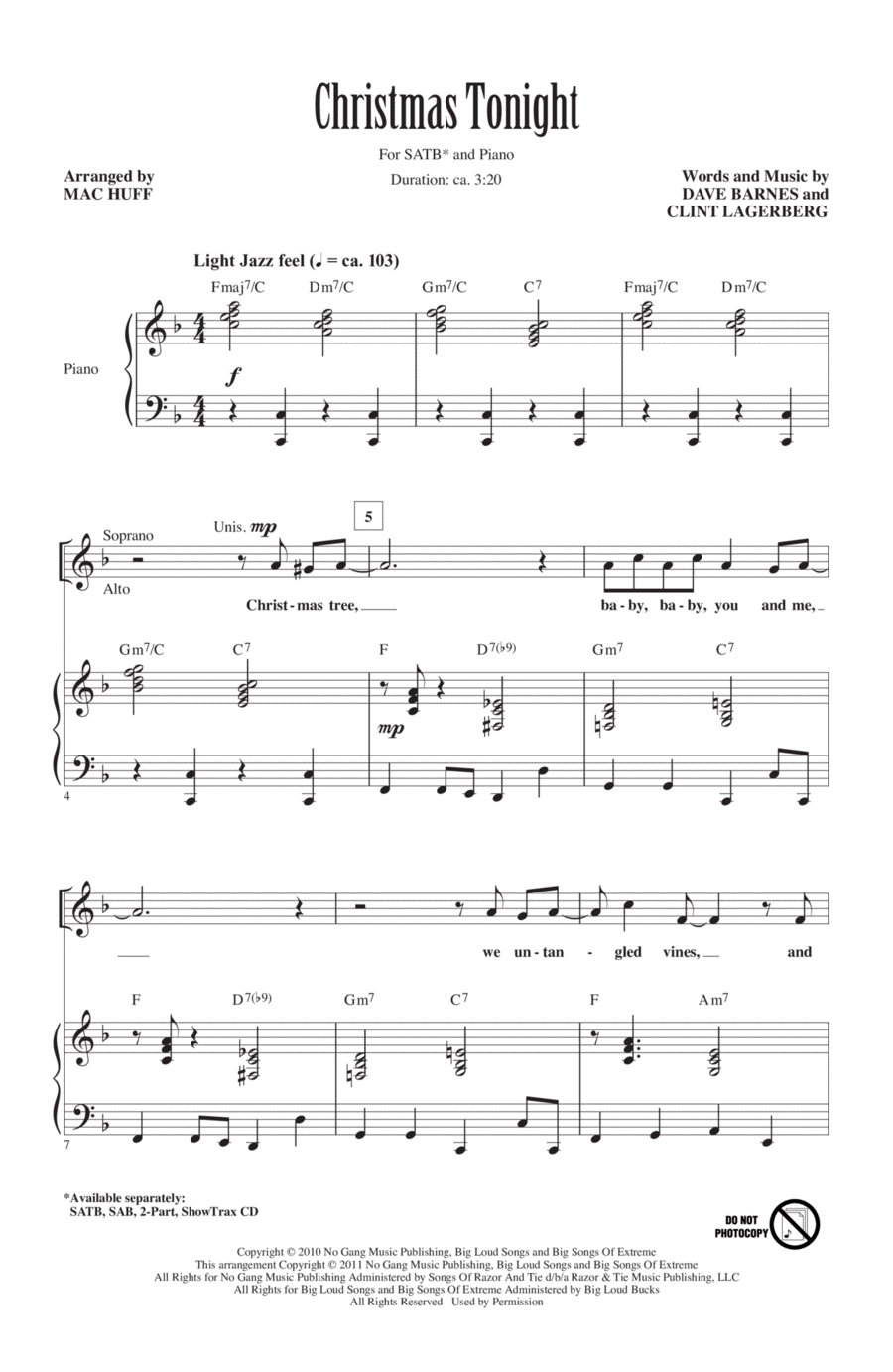 Christmas Tonight 4-Part scores gallery preview page 1