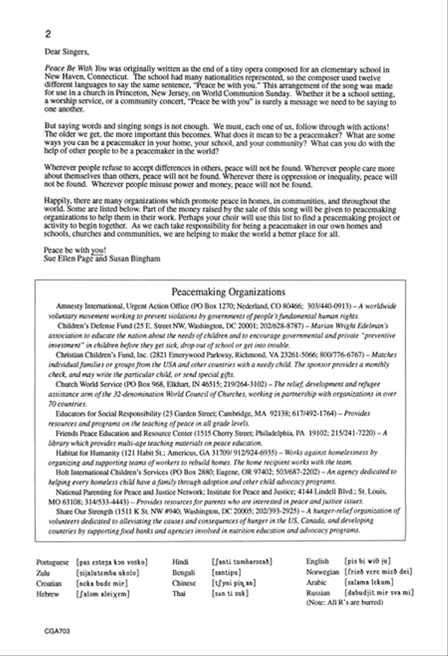 Peace Be with You 4-Part scores gallery preview page 2