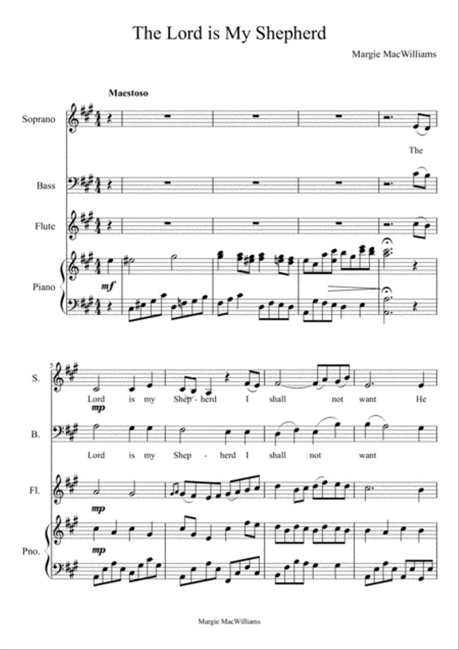 The Lord is My Sepherd Small Ensemble scores gallery preview page 1
