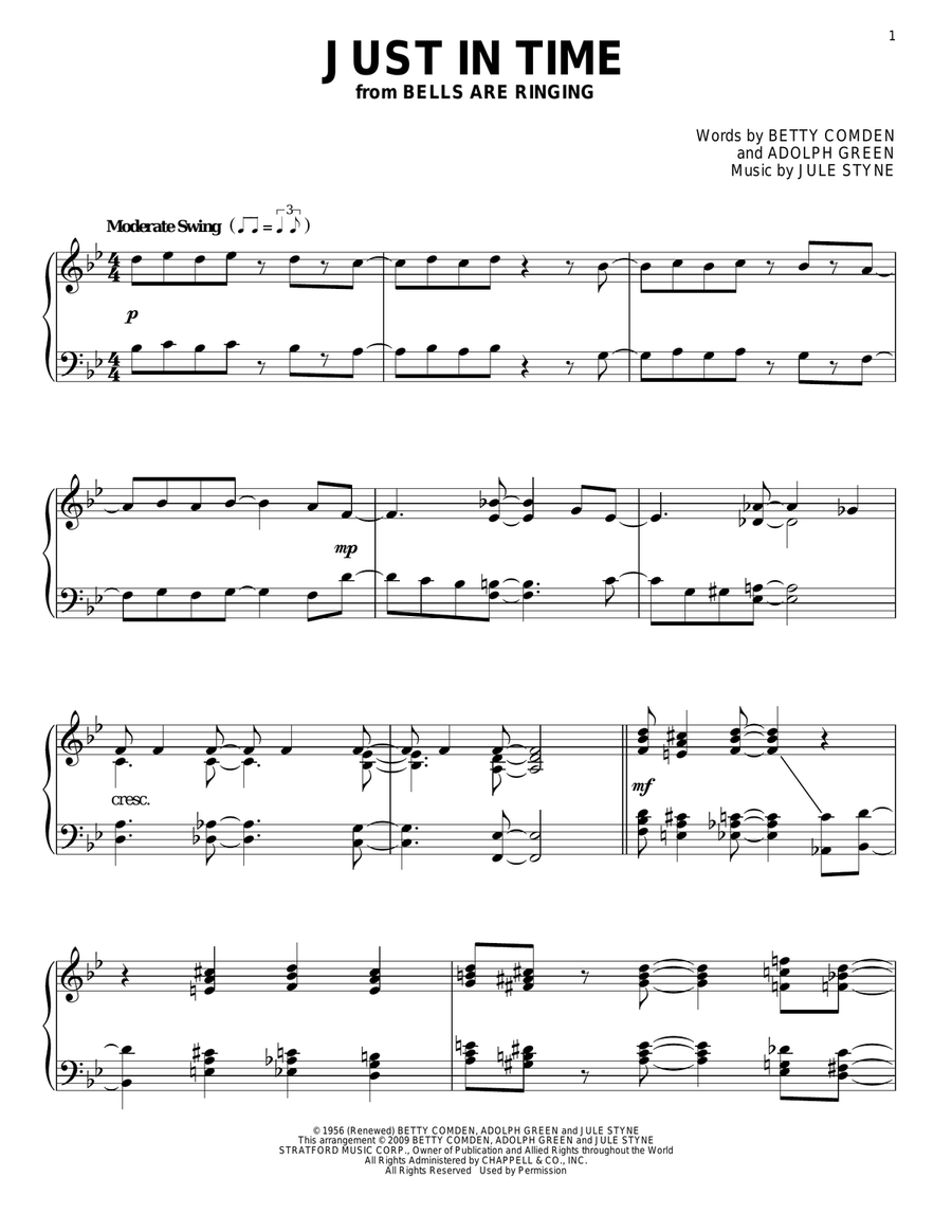 Just In Time Just In Time Piano Solo scores gallery preview page 1