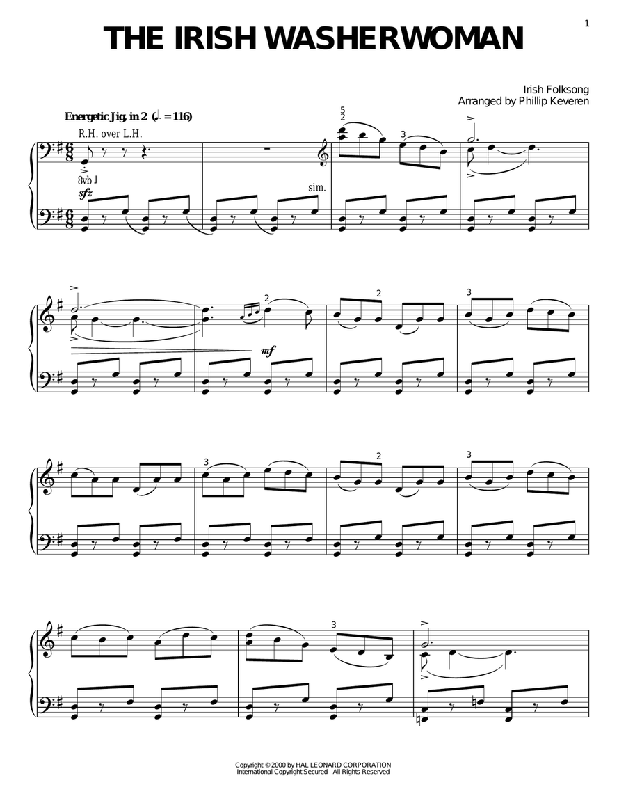 The Irish Washerwoman (arr. Phillip Keveren) Piano Solo scores gallery preview page 1