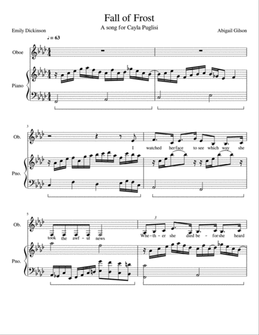 Fall of Frost Original Key Piano, Vocal, Guitar scores gallery preview page 1