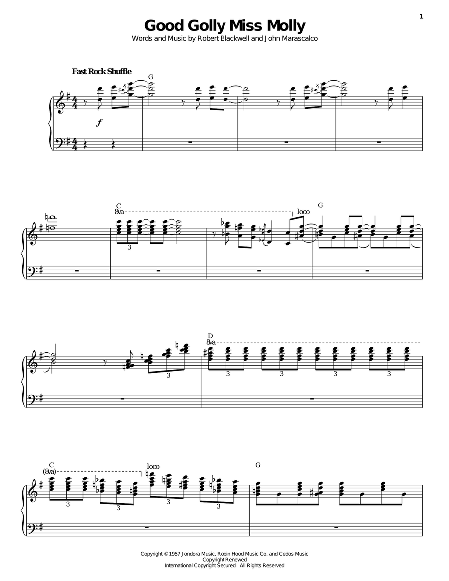 Good Golly Miss Molly Piano, Vocal scores gallery preview page 1