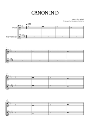 Pachelbel Canon in D • oboe & clarinet duet sheet music