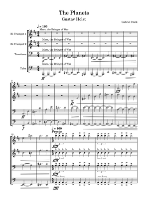 The Planets Suite for Brass Quartet (2 trumpet version)