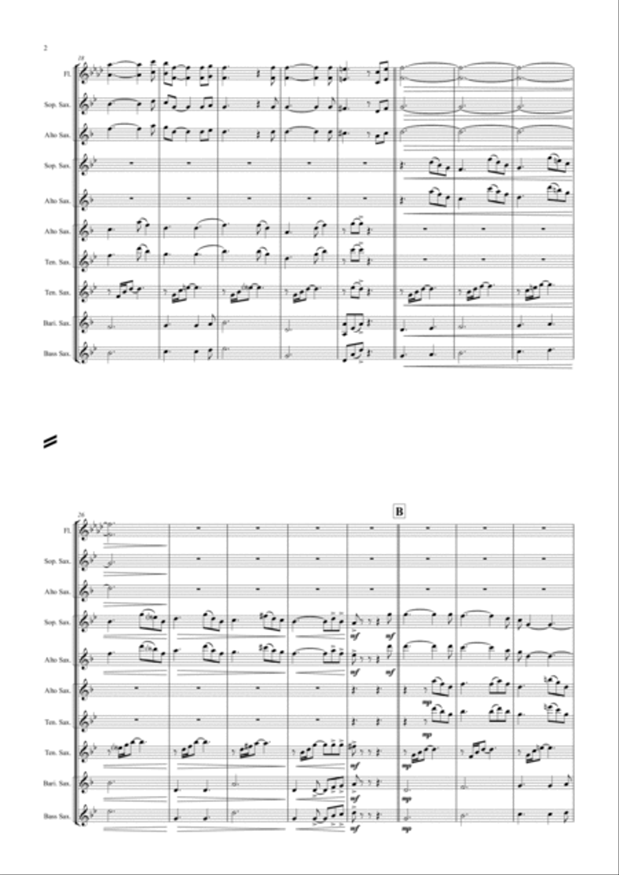 The house of the rising sun - Folk Song - Saxophone Quintet Saxophone Quintet scores gallery preview page 2