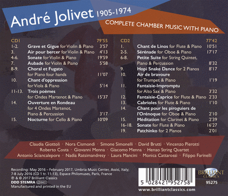 Jolivet: Complete Chamber Music with Piano