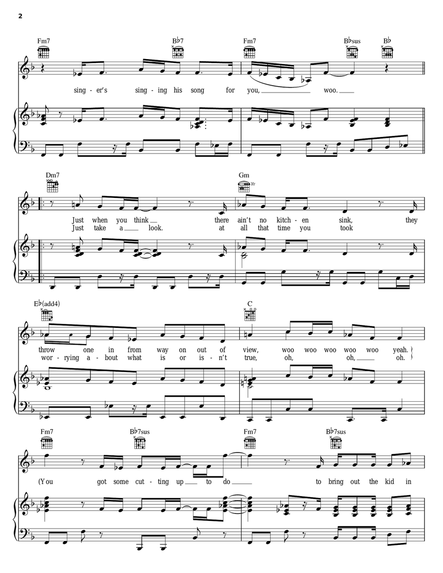 The Kid In You Piano, Vocal, Guitar scores gallery preview page 2