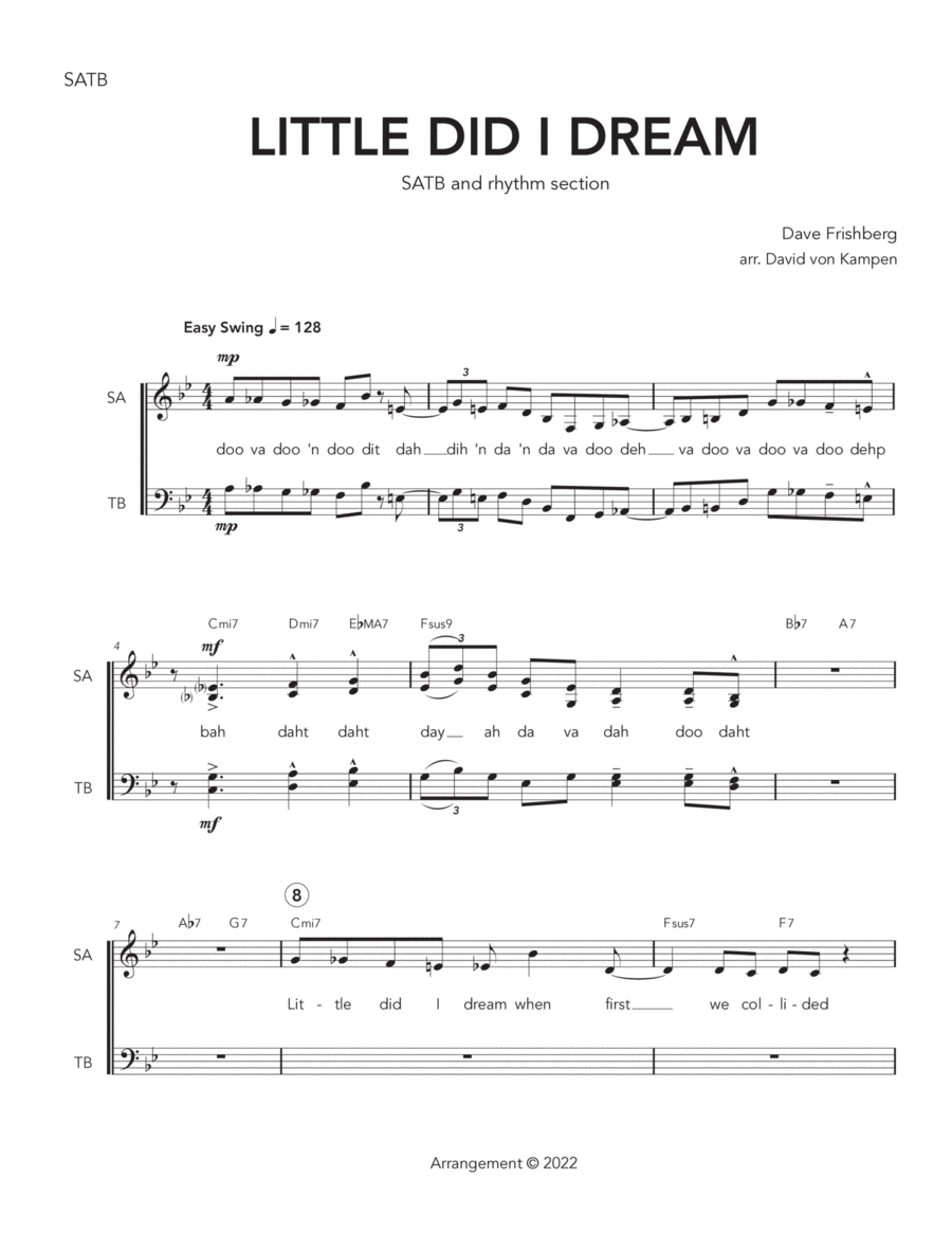 Little Did I Dream 4-Part scores gallery preview page 1