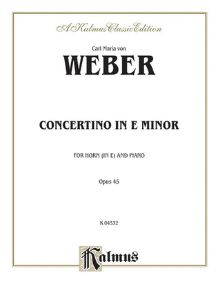 Book cover for Concertino in E Minor, Op. 45 (Orch.)