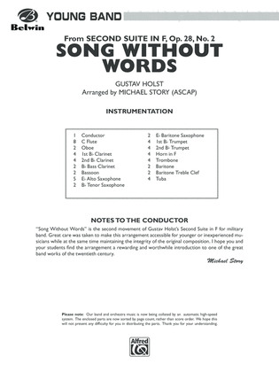Book cover for Song Without Words: Score