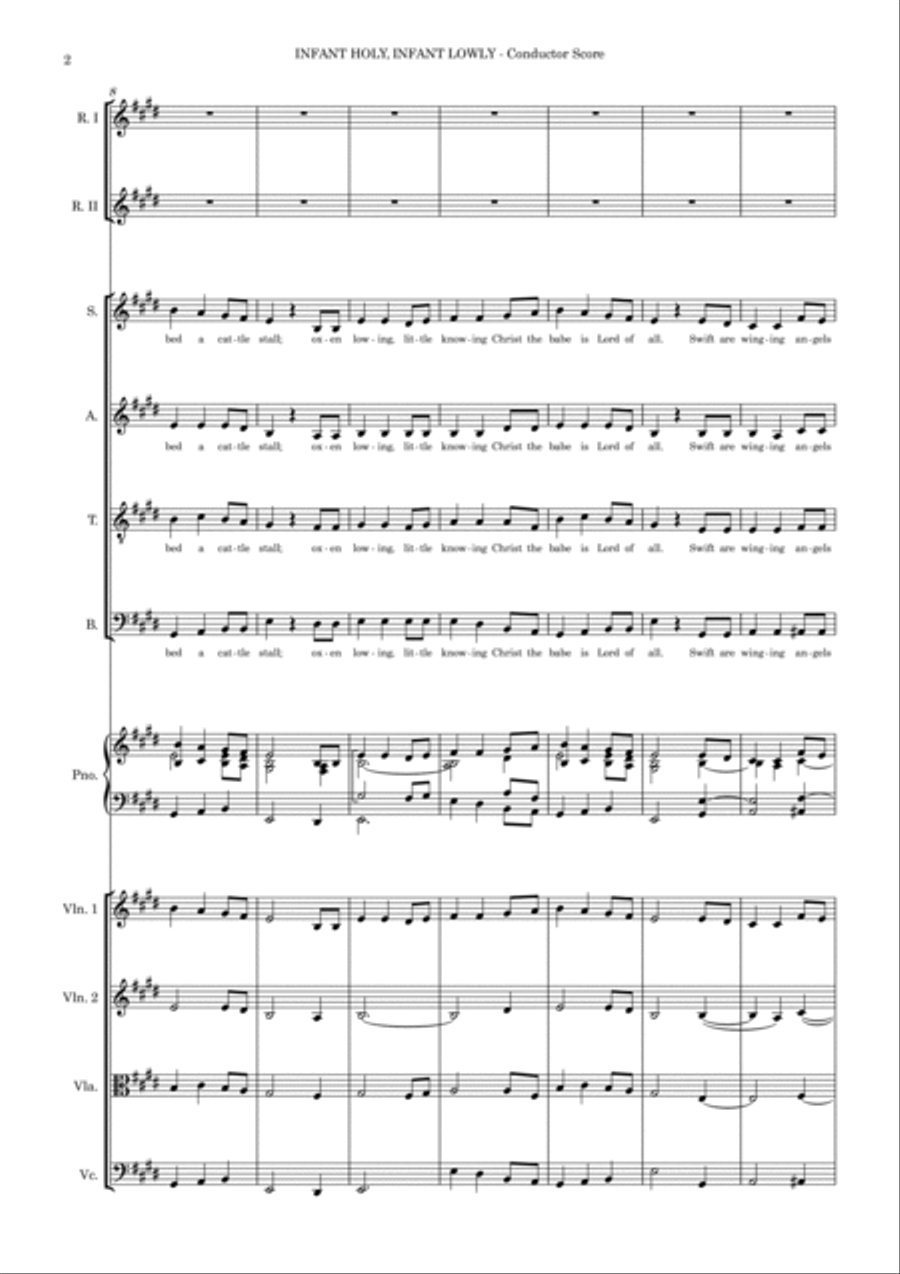 Infant Holy, Infant Lowly – SATB, Str. 4tet & Piano with flexible wind (in Concert E) SATB scores gallery preview page 4