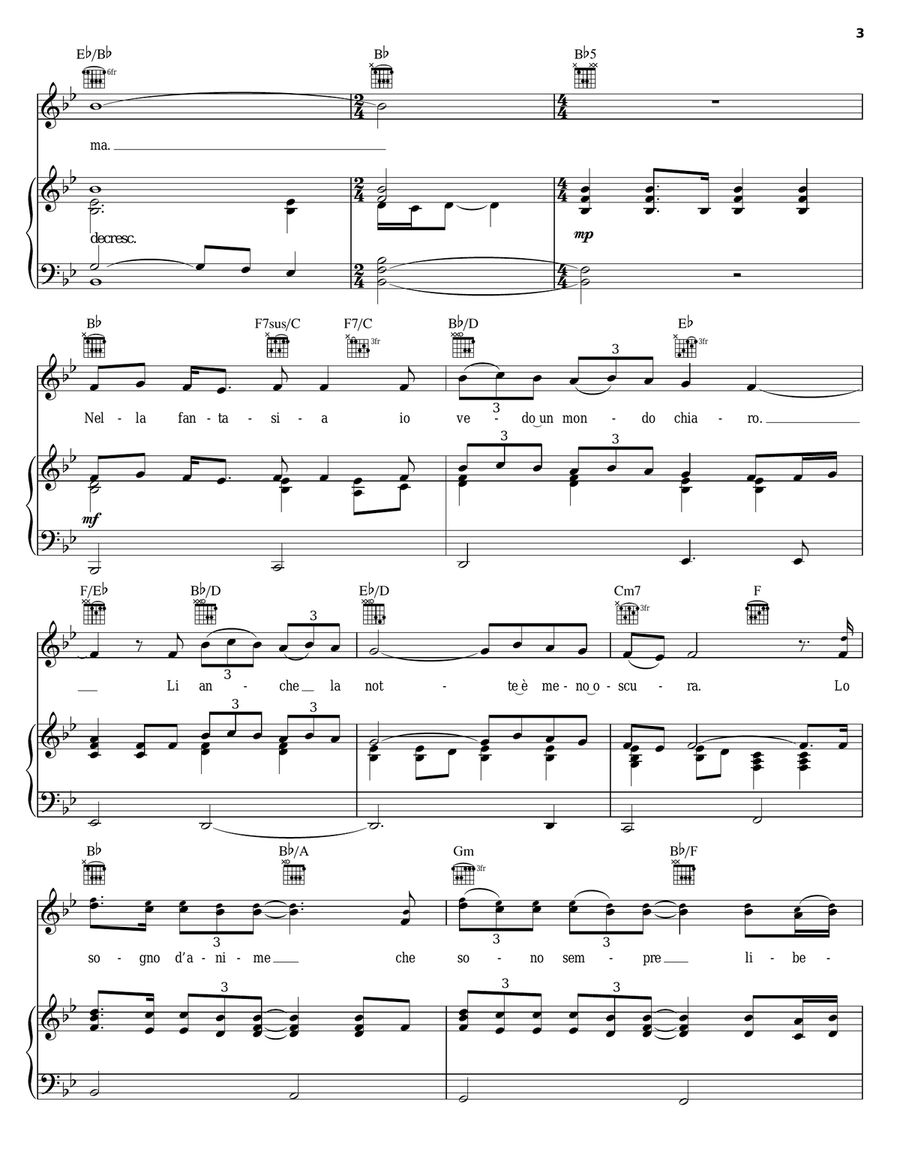 Nella Fantasia Nella Fantasia Piano, Vocal, Guitar scores gallery preview page 3