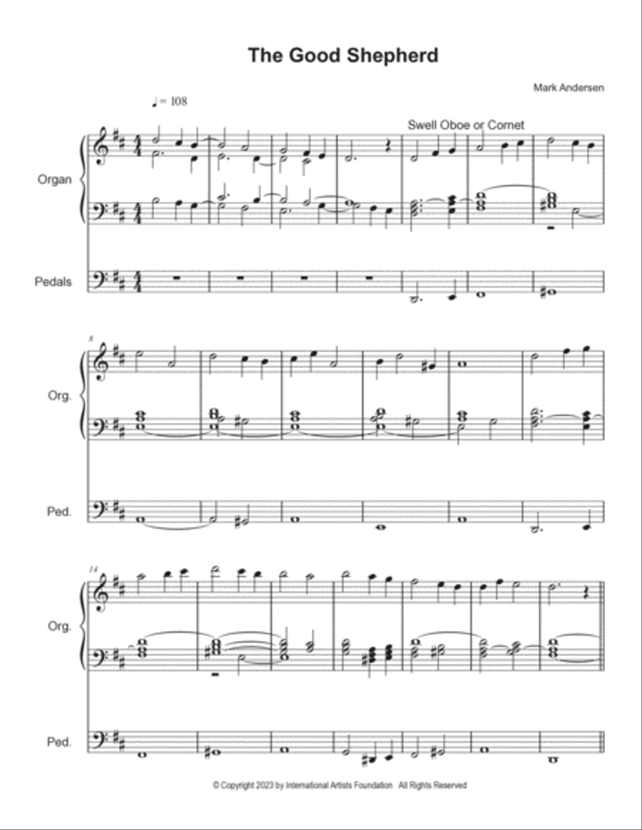 The Good Shepherd for organ by Mark Andersen Organ Solo scores gallery preview page 2