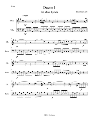 Duetto No. 1 arranged for oboe and tuba duet