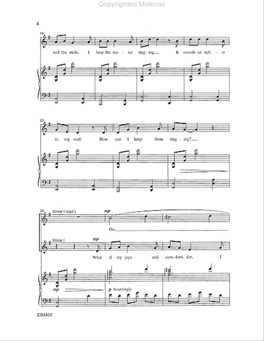 How Can I Keep From Singing? Unison Choir scores gallery preview page 4