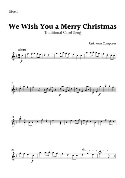 We Wish you a Merry Christmas for Oboe Duet with Chords image number null