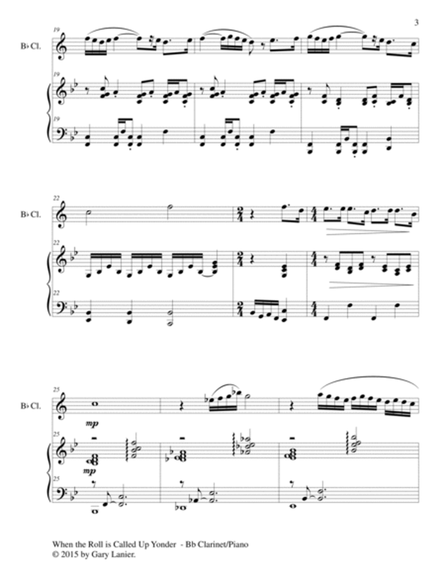 WHEN THE ROLL IS CALLED UP YONDER (Duet – Bb Clarinet and Piano/Score and Part) image number null