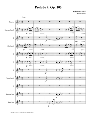 Prelude 04 in F Major, Op. 103 by Gabriel Fauré (Saxophone Choir + Piccolo)