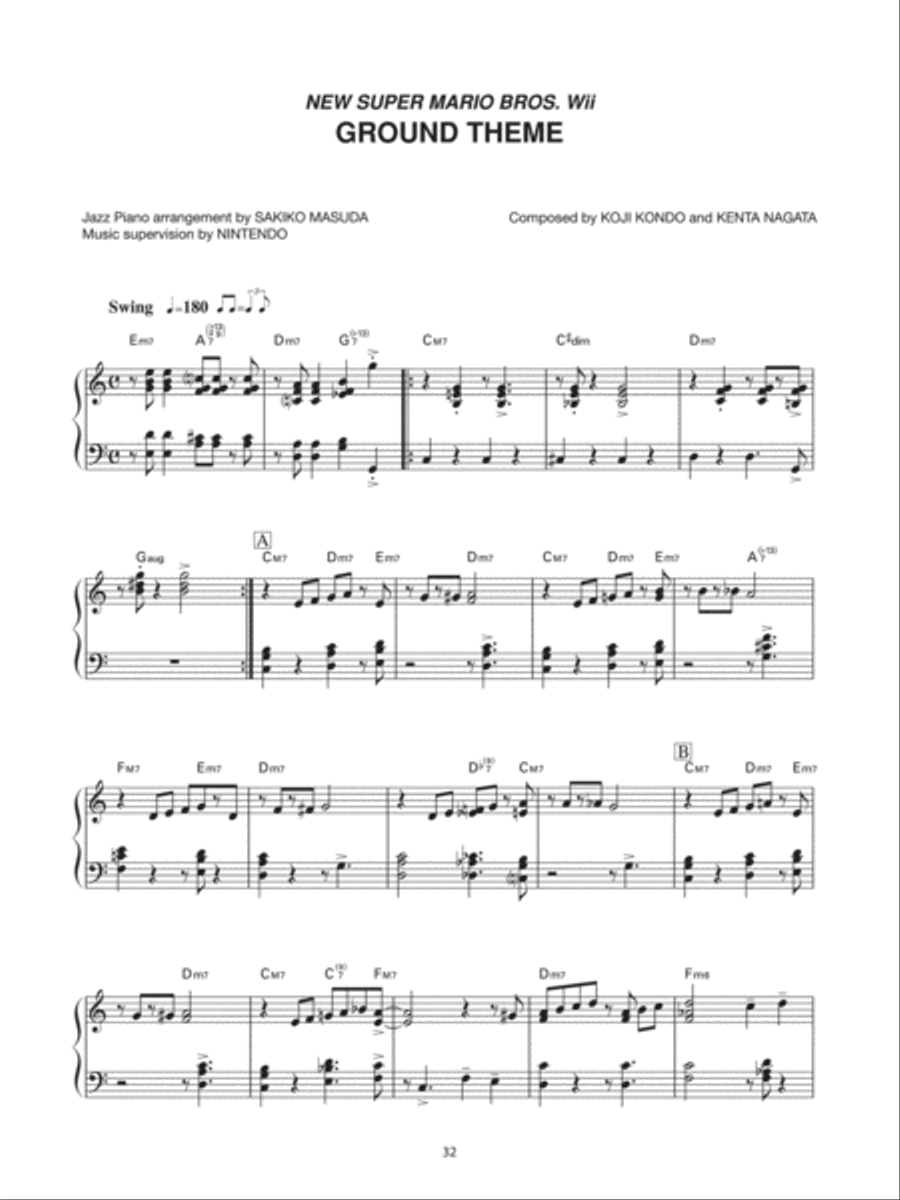 New Super Mario Bros. Wii Ground Theme Piano Solo scores gallery preview page 1