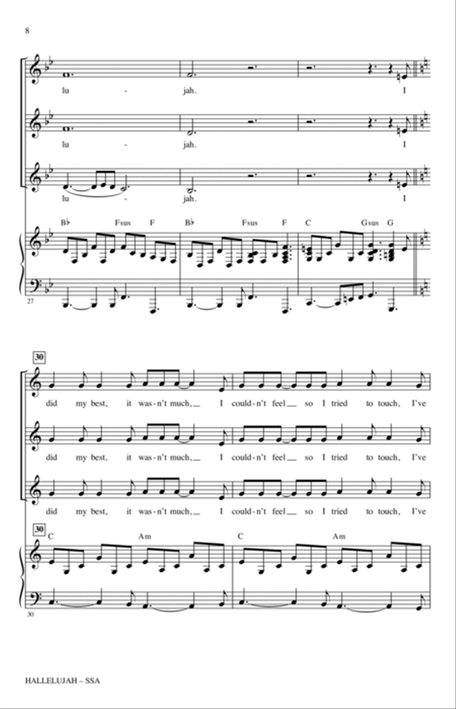 Hallelujah (arr. Roger Emerson) SSA scores gallery preview page 7