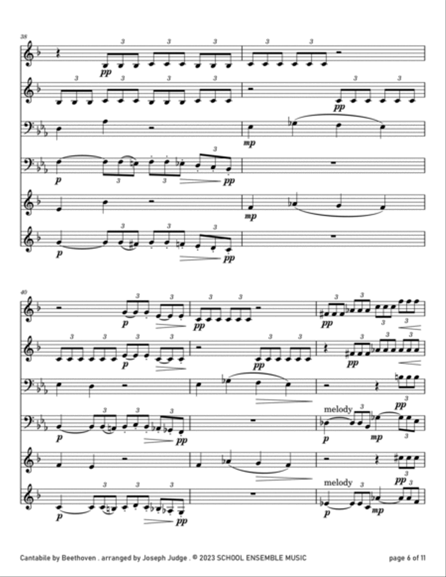 Cantabile by Beethoven for Brass Quartet in Schools Brass Quartet scores gallery preview page 6