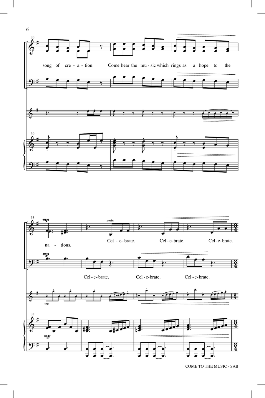 Come To The Music Come To The Music 3-Part scores gallery preview page 5