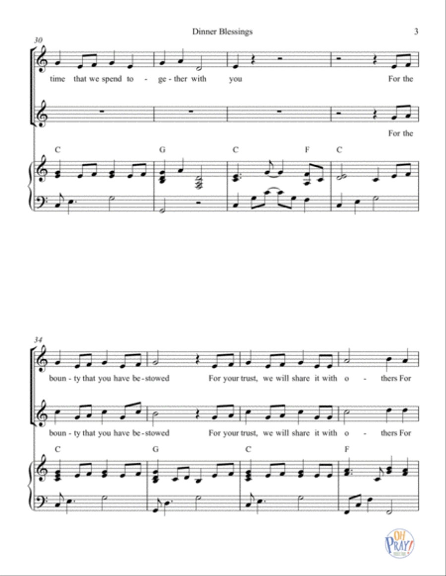 Dinner Blessings Voice scores gallery preview page 4