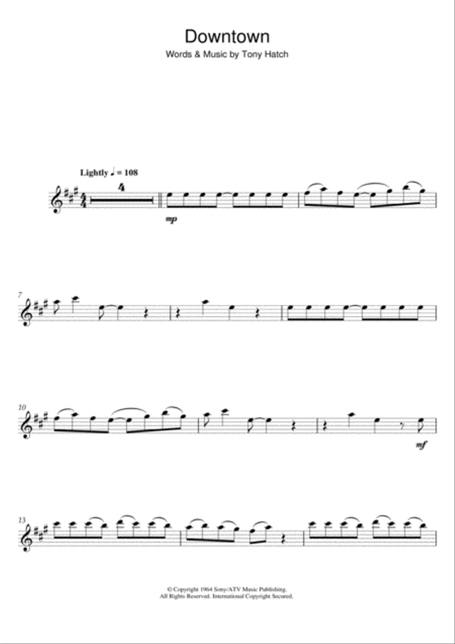Downtown Flute Solo scores gallery preview page 1