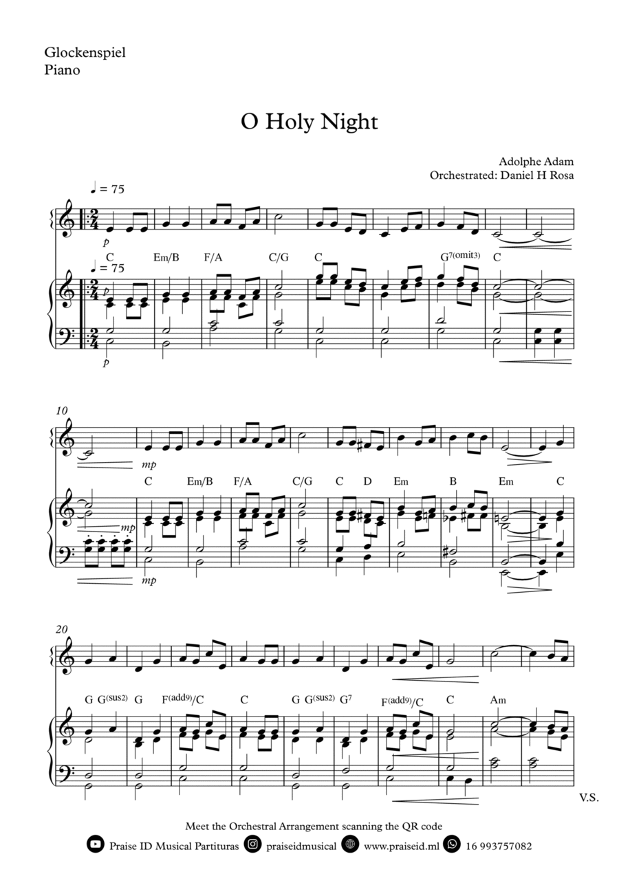 O Holy NIght - Christmas Carol - Glockenspiel and Piano Piano Accompaniment scores gallery preview page 1