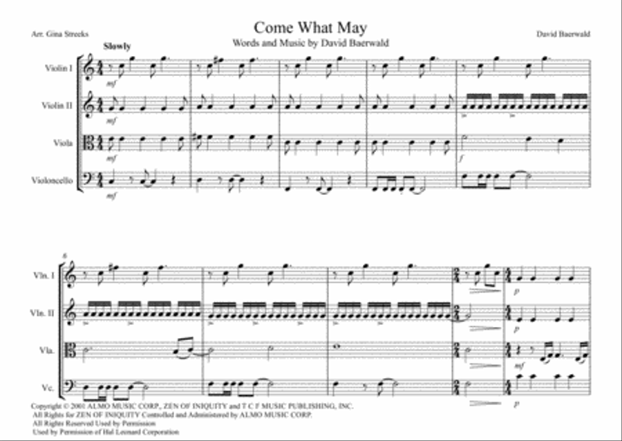 Come What May String Quartet scores gallery preview page 1