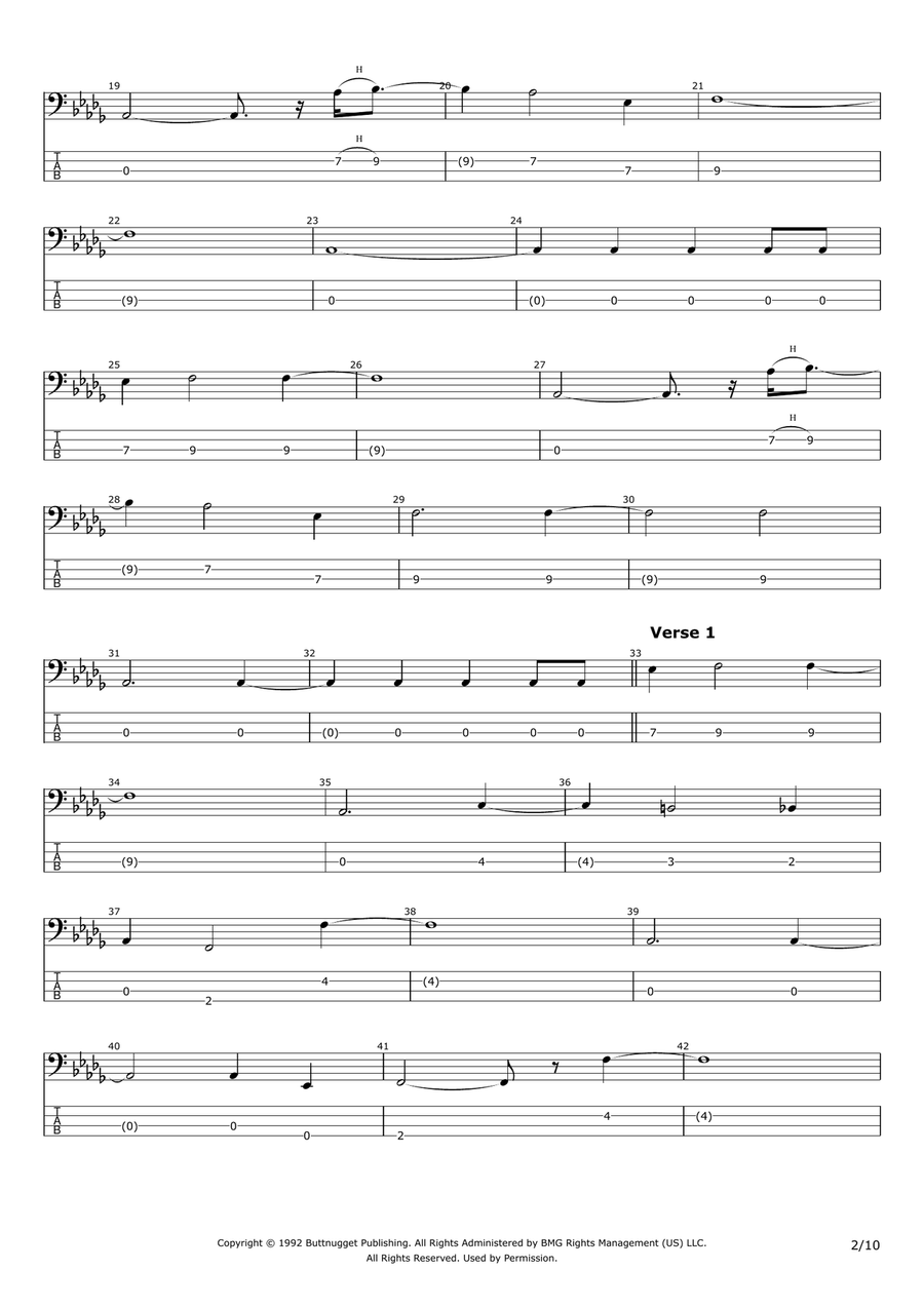 Rooster Bass Guitar Tablature scores gallery preview page 2