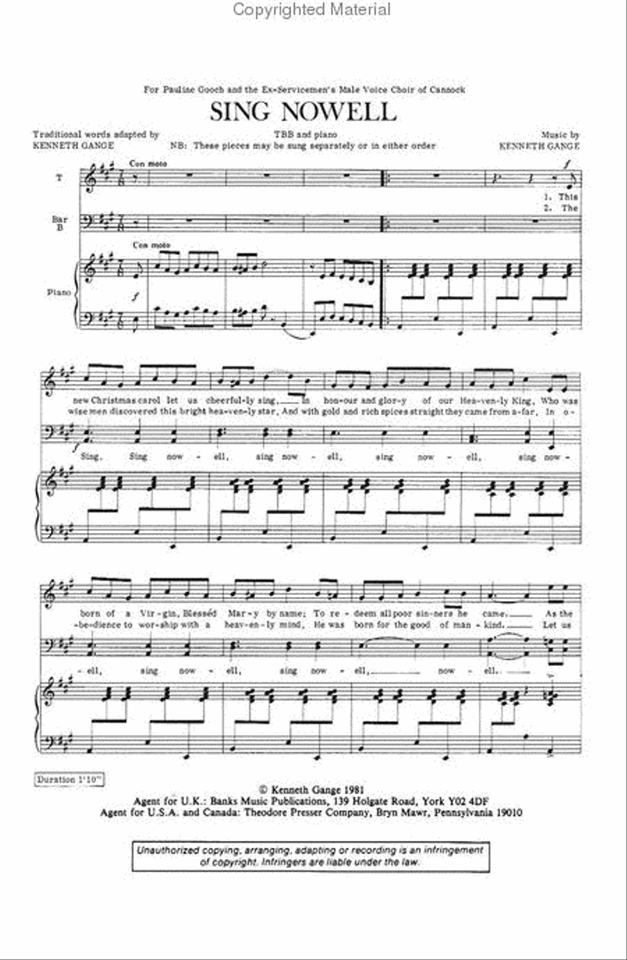 Sing Nowell and The Babe In Bethelem's Manger Laid TTB scores gallery preview page 2