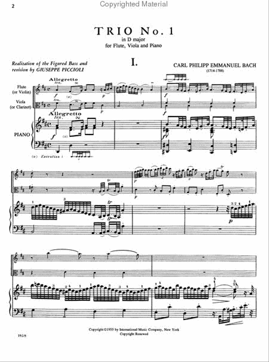 Trio No. 1 in D major for Flute, Clarinet & Piano or Flute (Violin), Viola & Piano Clarinet scores gallery preview page 5