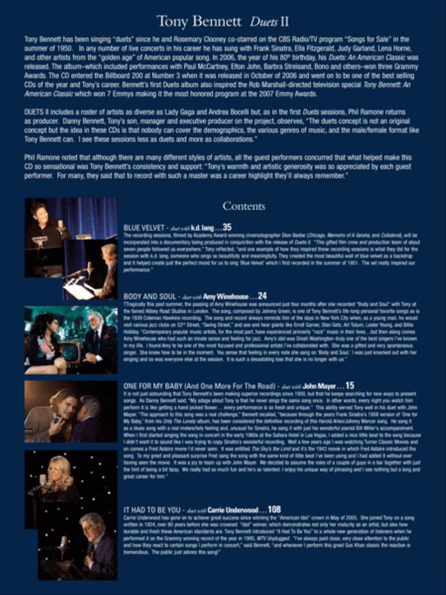 Tony Bennett -- Duets II Piano, Vocal, Guitar scores gallery preview page 3