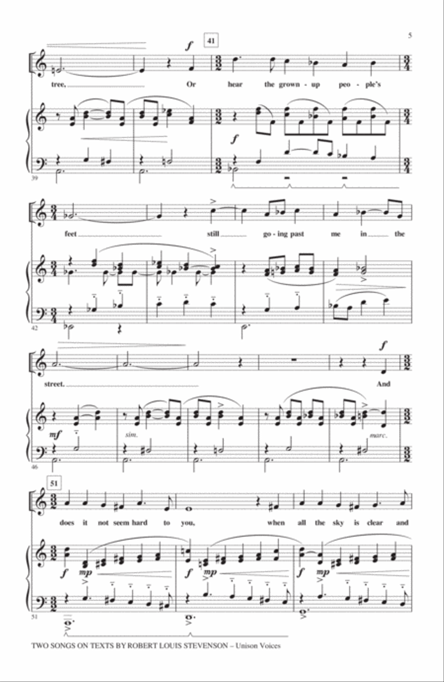 Two Songs On Texts By Robert Louis Stevenson Unison Choir scores gallery preview page 3