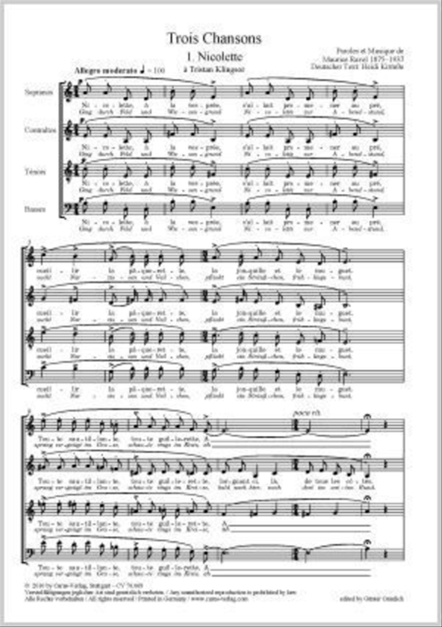 Ravel: Trois chansons Ravel: Trois chansons Choir scores gallery preview page 1