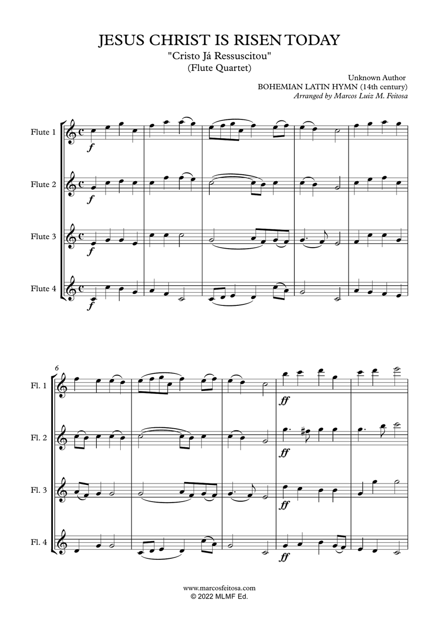 Jesus Christ is Risen Today - Flute Quartet Flute Quartet scores gallery preview page 3