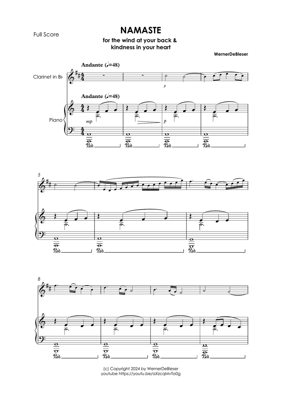 Namaste Namaste B-Flat Clarinet scores gallery preview page 1