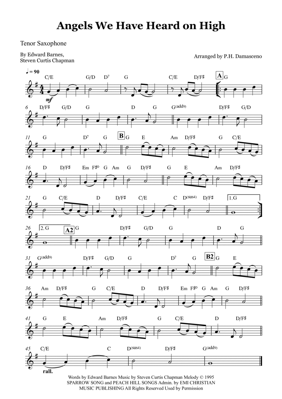 Angels We Have Heard On High Tenor Saxophone scores gallery preview page 1