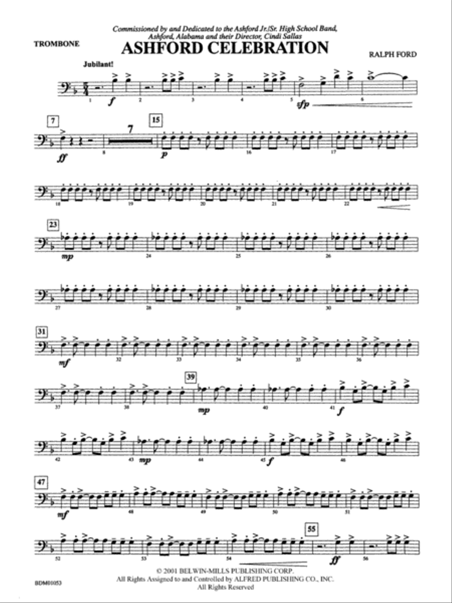 Ashford Celebration: 1st Trombone Concert Band scores gallery preview page 1