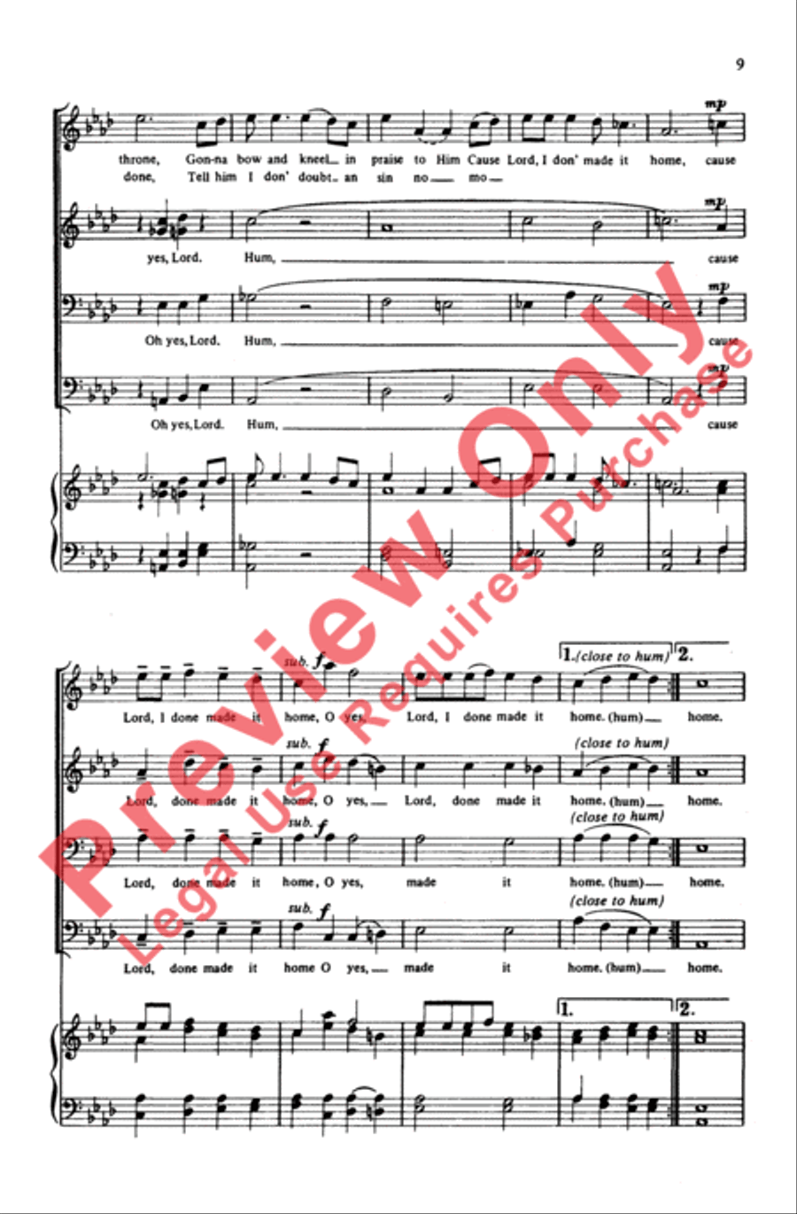 Somebody's Calling My Name Men's Choir scores gallery preview page 8
