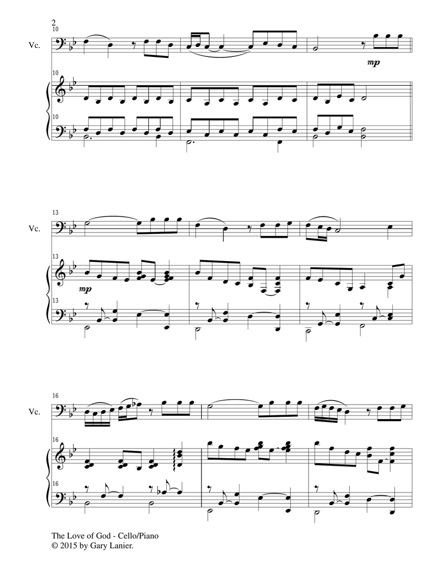 THE LOVE OF GOD (Duet – Cello and Piano/Score and Parts) THE LOVE OF GOD (Duet – Cello and Piano/Score and Parts) Piano scores gallery preview page 3