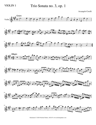 Book cover for Trio Sonata in A major (no. 3, op. 1) - Arcangelo Corelli
