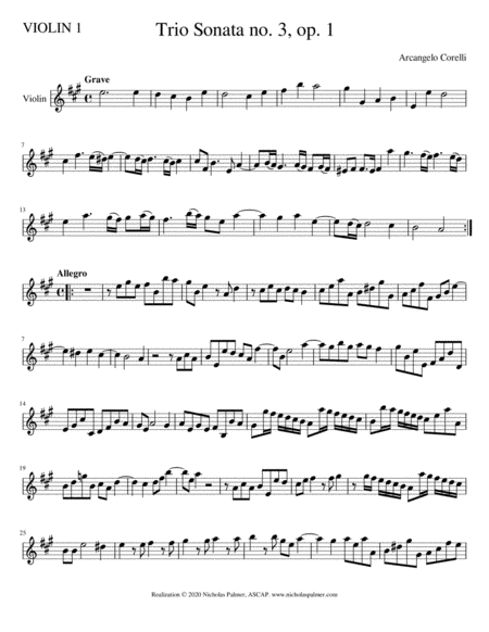 Trio Sonata in A major (no. 3, op. 1) - Arcangelo Corelli
