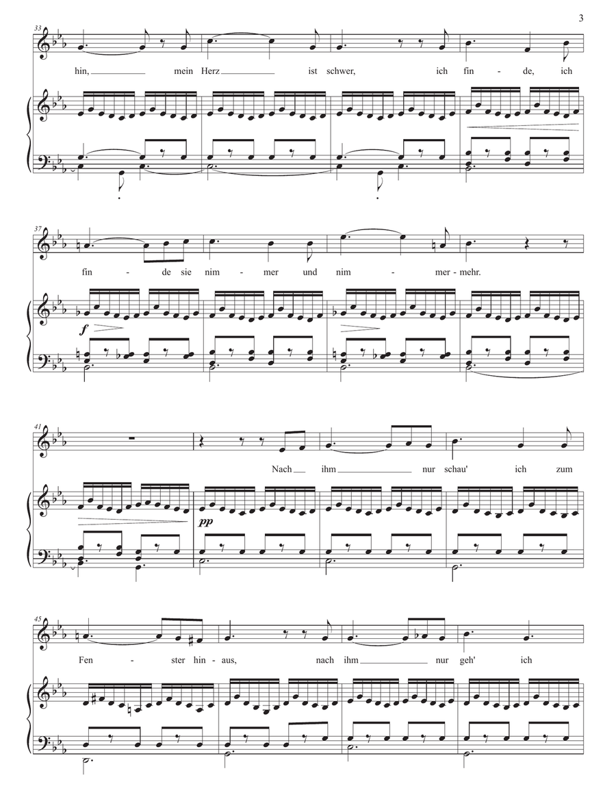 SCHUBERT: Gretchen am Spinnrade, D. 118 (transposed to C minor) Piano, Vocal scores gallery preview page 4