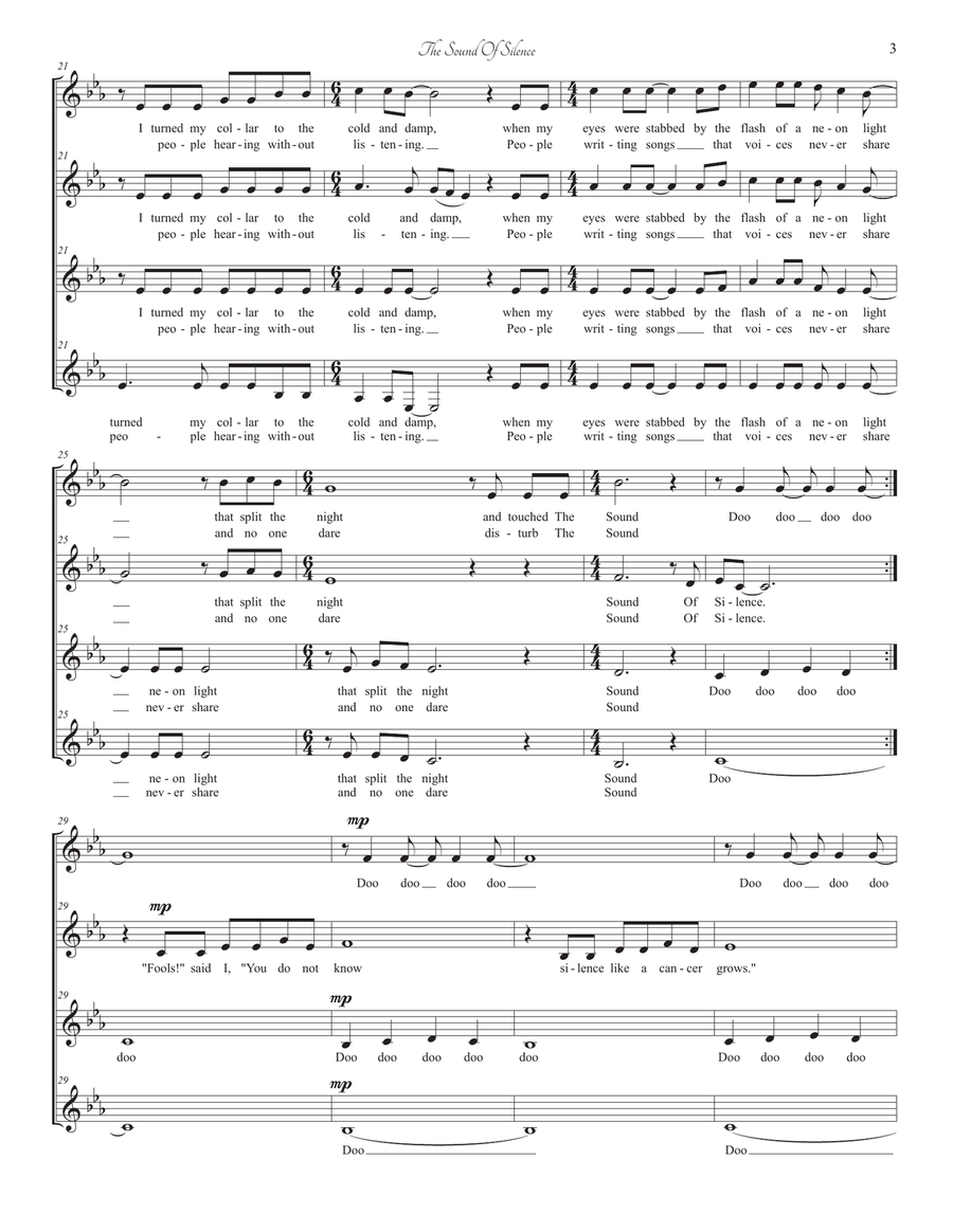 The Sound Of Silence SSAA scores gallery preview page 3